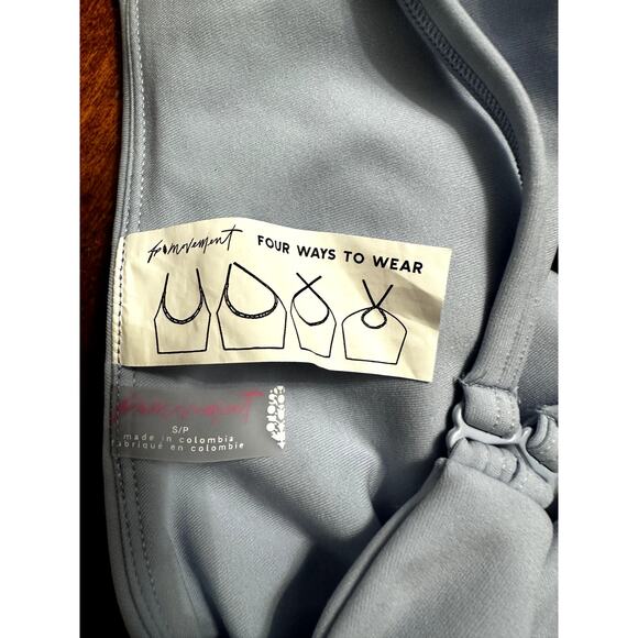 Free People Crop Top 4 Ways Styling Racerback Spaghetti Strap Light Blue S NWOT - Picture 10 of 11